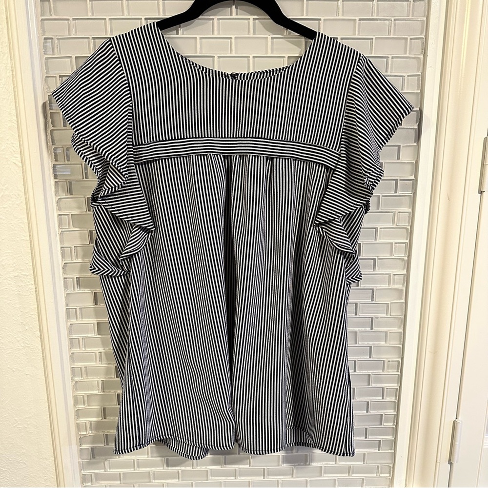 EUC Monteau Boho Striped Flutter Sleeveless top